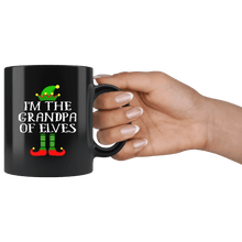 Load image into Gallery viewer, RobustCreative-Im The Grandpa of Elves Family Matching Elf Outfits PJ - 11oz Black Mug Christmas group green pjs costume Gift Idea
