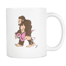 Load image into Gallery viewer, RobustCreative-Bigfoot Sasquatch Carrying Flamingo - I Believe I&#39;m a Believer - No Yeti Humanoid Monster - 11oz White Funny Coffee Mug Women Men Friends Gift ~ Both Sides Printed
