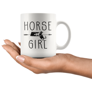 RobustCreative-Massachusetts Horse Girl Gifts Massachusettsan Shape Country for women - 11oz White Mug Racing Lover Gift Idea