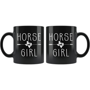 RobustCreative-Texas Horse Girl Gifts Texan Shape Country for women - 11oz Black Mug Riding Lover Gift Idea