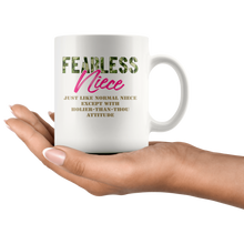 Load image into Gallery viewer, RobustCreative-Just Like Normal Fearless Niece Camo Uniform - Military Family 11oz White Mug Active Component on Duty support troops Gift Idea - Both Sides Printed
