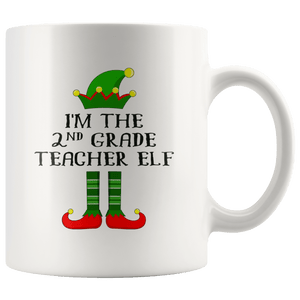 RobustCreative-Im The 2nd Grade Teacher Elf Christmas Teaching's - 11oz White Mug I Just Really Like to Teach Cute Tiny Humans Gift Idea