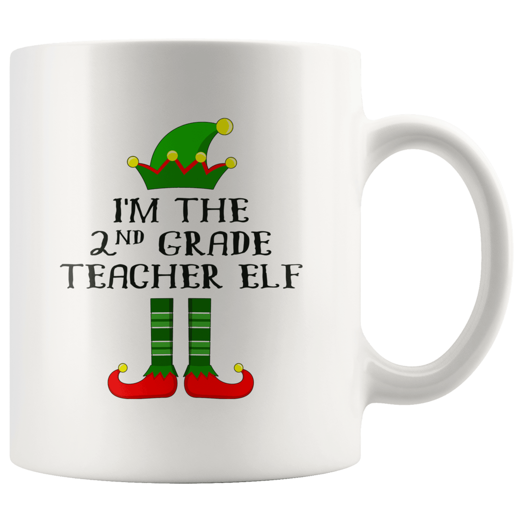 RobustCreative-Im The 2nd Grade Teacher Elf Christmas Teaching's - 11oz White Mug I Just Really Like to Teach Cute Tiny Humans Gift Idea