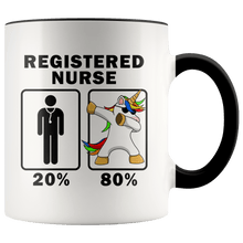 Load image into Gallery viewer, RobustCreative-Registered Nurse Dabbing Unicorn 80 20 Principle Graduation Gift Mens - 11oz Accent Mug Medical Personnel Gift Idea
