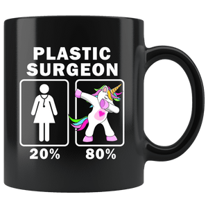 RobustCreative-Plastic Surgeon Dabbing Unicorn 20 80 Principle Superhero Girl Womens - 11oz Black Mug Medical Personnel Gift Idea