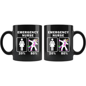 RobustCreative-Emergency Nurse Dabbing Unicorn 20 80 Principle Superhero Girl Womens - 11oz Black Mug Medical Personnel Gift Idea