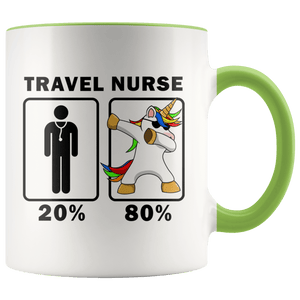 RobustCreative-Travel Nurse Dabbing Unicorn 80 20 Principle Graduation Gift Mens - 11oz Accent Mug Medical Personnel Gift Idea