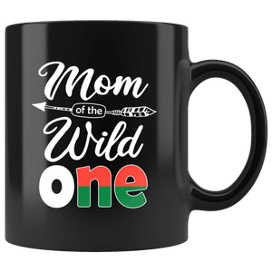 RobustCreative-Malagasy Mom of the Wild One Birthday Madagascar Flag Black 11oz Mug Gift Idea