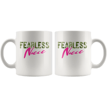 Load image into Gallery viewer, RobustCreative-Fearless Niece Camo Hard Charger Veterans Day - Military Family 11oz White Mug Retired or Deployed support troops Gift Idea - Both Sides Printed
