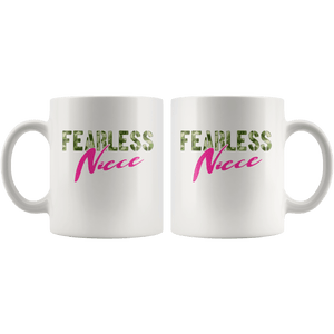 RobustCreative-Fearless Niece Camo Hard Charger Veterans Day - Military Family 11oz White Mug Retired or Deployed support troops Gift Idea - Both Sides Printed