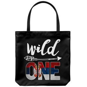 RobustCreative-Serbia Wild One Birthday Outfit 1 Serbian Flag Tote Bag Gift Idea