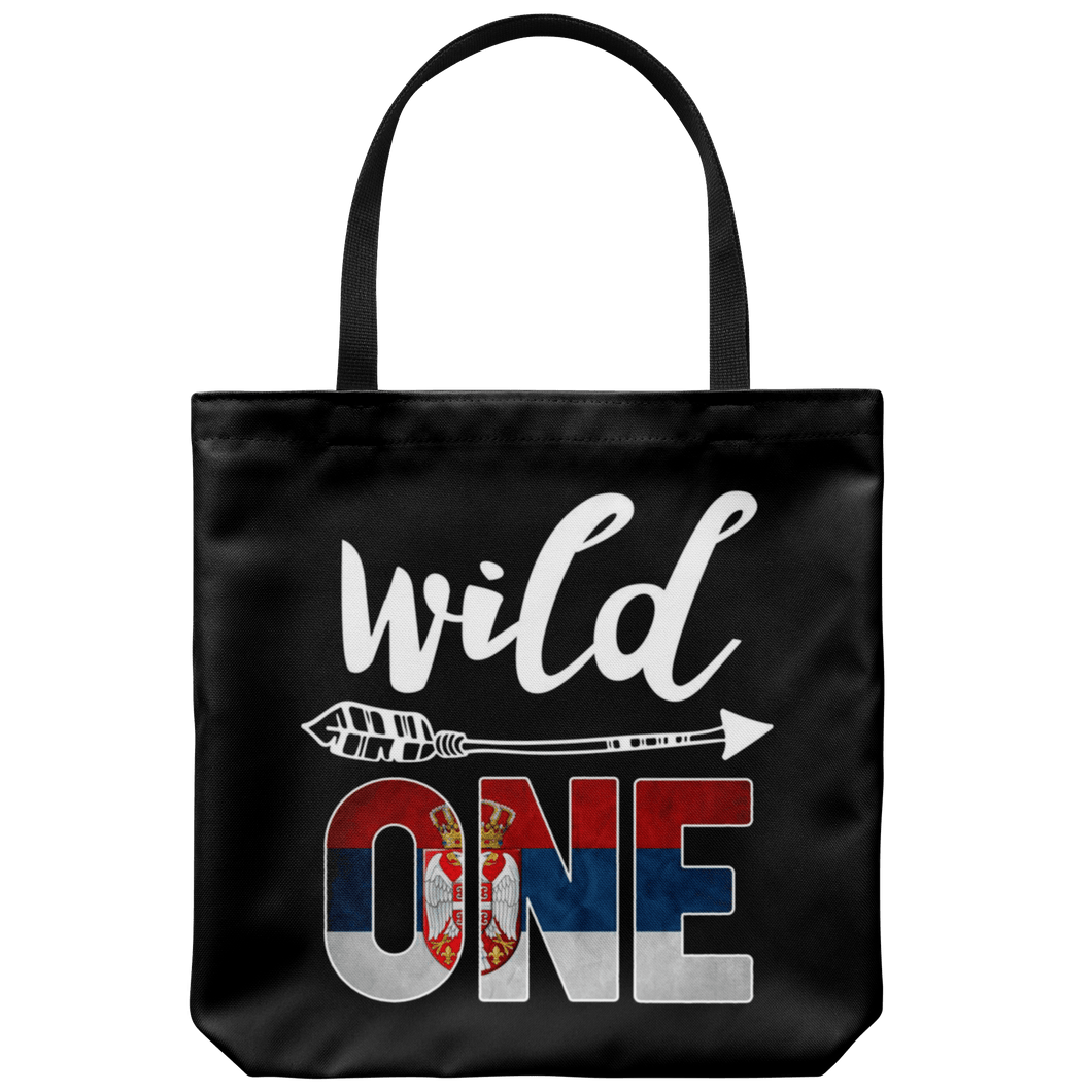 RobustCreative-Serbia Wild One Birthday Outfit 1 Serbian Flag Tote Bag Gift Idea
