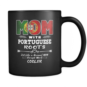 RobustCreative-Best Mom Ever with Portuguese Roots - Portugal Flag 11oz Funny Black Coffee Mug - Mothers Day Independence Day - Women Men Friends Gift - Both Sides Printed (Distressed)