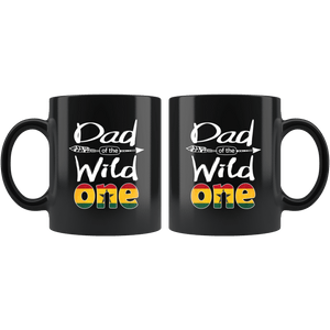 RobustCreative-Ghanaian Dad of the Wild One Birthday Ghana Flag Black 11oz Mug Gift Idea