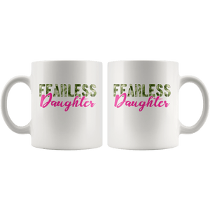 RobustCreative-Fearless Daughter Camo Hard Charger Veterans Day - Military Family 11oz White Mug Retired or Deployed support troops Gift Idea - Both Sides Printed