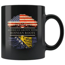 Load image into Gallery viewer, RobustCreative-Bosnian Roots American Grown Fathers Day Gift - Bosnian Pride 11oz Funny Black Coffee Mug - Real Bosnia &amp; Herzegovina Hero Flag Papa National Heritage - Friends Gift - Both Sides Printed
