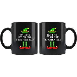 RobustCreative-Im The 3rd Grade Teacher Elf Christmas Teaching's - 11oz Black Mug I Just Really Like to Teach Cute Tiny Humans Gift Idea