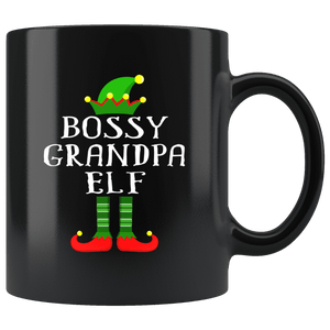 RobustCreative-Im The Bossy Grandpa Elf Family Matching Outfits PJ - 11oz Black Mug Christmas group green pjs costume Gift Idea