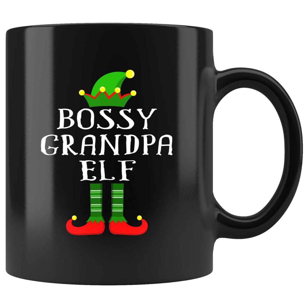 RobustCreative-Im The Bossy Grandpa Elf Family Matching Outfits PJ - 11oz Black Mug Christmas group green pjs costume Gift Idea