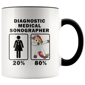 RobustCreative-Diagnostic Medical Sonographer Dabbing Unicorn 80 20 Principle Superhero Girl Womens - 11oz Accent Mug Medical Personnel Gift Idea