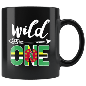 RobustCreative-Dominica Wild One Birthday Outfit 1 Dominican Flag Black 11oz Mug Gift Idea