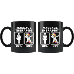 RobustCreative-Massage Therapist Dabbing Unicorn 80 20 Principle Superhero Girl Womens - 11oz Black Mug Medical Personnel Gift Idea
