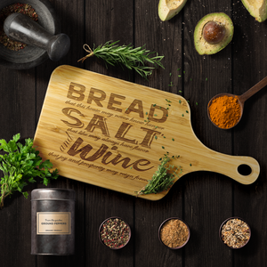 RobustCreative-Housewarming Gift Bread Salt Wine - Quote Engraved Bamboo Cutting Board with Handle
