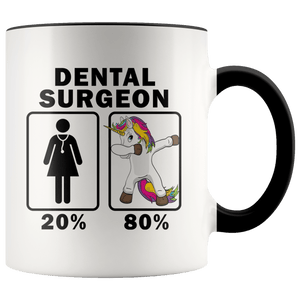 RobustCreative-Dental Surgeon Dabbing Unicorn 80 20 Principle Superhero Girl Womens - 11oz Accent Mug Medical Personnel Gift Idea