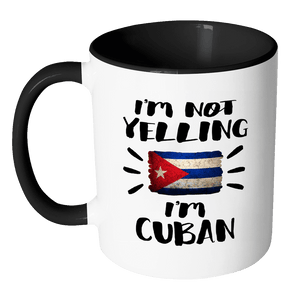 RobustCreative-I'm Not Yelling I'm Cuban Flag - Cuba Pride 11oz Funny Black & White Coffee Mug - Coworker Humor That's How We Talk - Women Men Friends Gift - Both Sides Printed (Distressed)