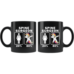 RobustCreative-Spine Surgeon Dabbing Unicorn 80 20 Principle Superhero Girl Womens - 11oz Black Mug Medical Personnel Gift Idea