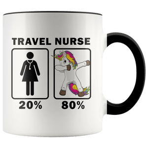 RobustCreative-Travel Nurse Dabbing Unicorn 80 20 Principle Superhero Girl Womens - 11oz Accent Mug Medical Personnel Gift Idea