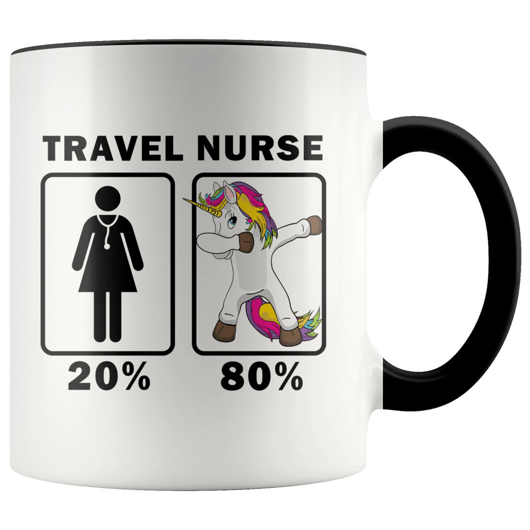 RobustCreative-Travel Nurse Dabbing Unicorn 80 20 Principle Superhero Girl Womens - 11oz Accent Mug Medical Personnel Gift Idea