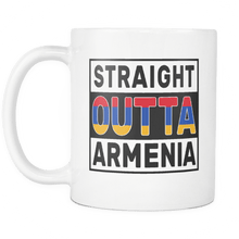 Load image into Gallery viewer, RobustCreative-Straight Outta Armenia - Armenian Flag 11oz Funny White Coffee Mug - Independence Day Family Heritage - Women Men Friends Gift - Both Sides Printed (Distressed)
