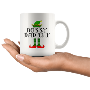 RobustCreative-Im The Bossy Dad Elf Family Matching Outfits PJ - 11oz White Mug Christmas group green pjs costume Gift Idea