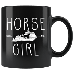 RobustCreative-Kentucky Horse Girl Gifts Kentuckian Shape Country for women - 11oz Black Mug Racing Lover Gift Idea