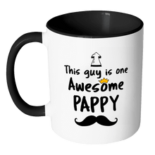 Load image into Gallery viewer, RobustCreative-One Awesome Pappy Mustache - Birthday Gift 11oz Funny Black &amp; White Coffee Mug - Fathers Day B-Day Party - Women Men Friends Gift - Both Sides Printed (Distressed)
