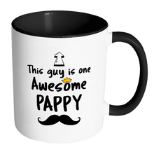 Load image into Gallery viewer, RobustCreative-One Awesome Pappy Mustache - Birthday Gift 11oz Funny Black &amp; White Coffee Mug - Fathers Day B-Day Party - Women Men Friends Gift - Both Sides Printed (Distressed)

