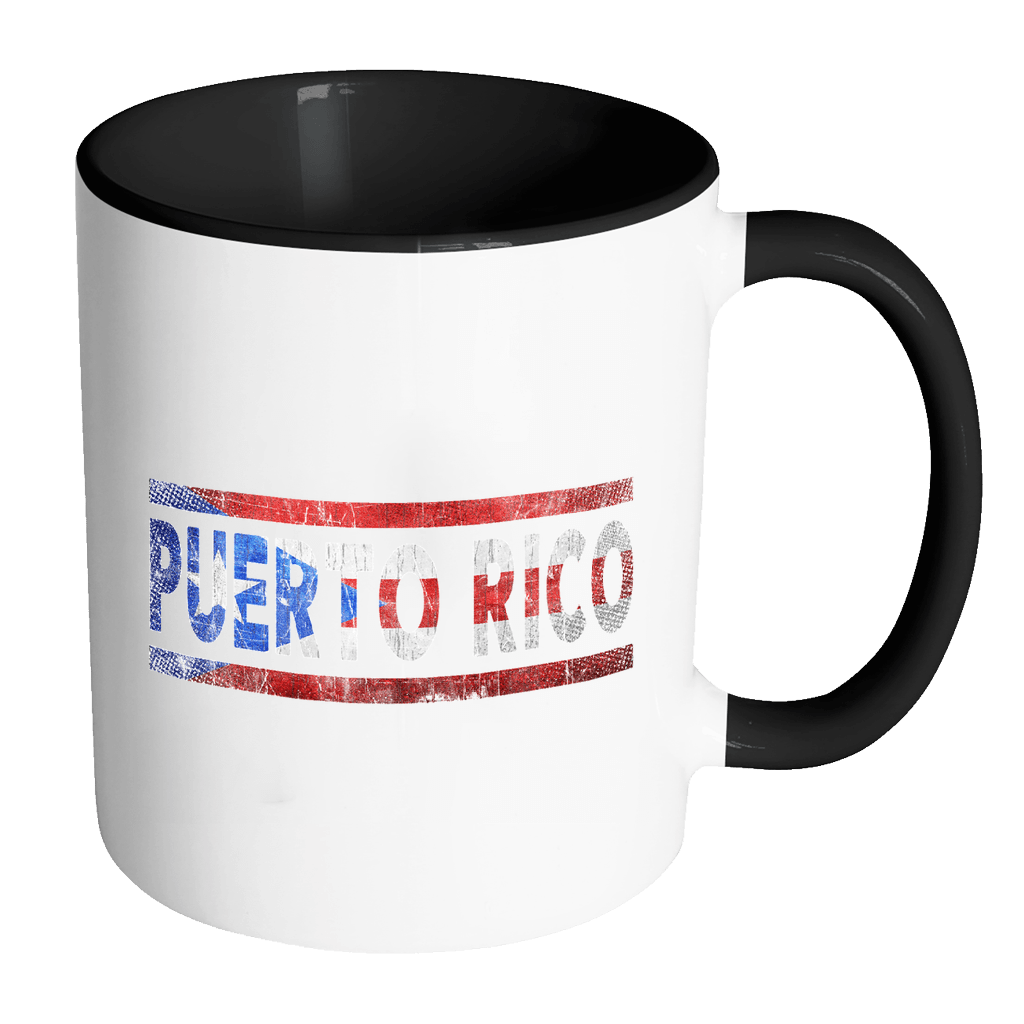 RobustCreative-Retro Vintage Flag Puerto Rican Puerto Rico 11oz Black & White Coffee Mug ~ Both Sides Printed