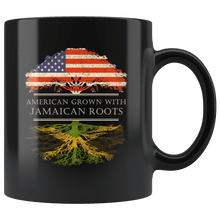 Load image into Gallery viewer, RobustCreative-Jamaican Roots American Grown Fathers Day Gift - Jamaican Pride 11oz Funny Black Coffee Mug - Real Jamaica Hero Flag Papa National Heritage - Friends Gift - Both Sides Printed
