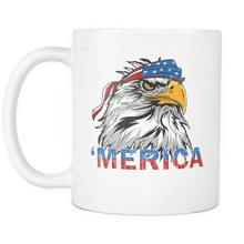Load image into Gallery viewer, RobustCreative-Merica Eagle Mullet - Merica 11oz Funny White Coffee Mug - American Flag 4th of July Independence Day - Women Men Friends Gift - Both Sides Printed (Distressed)
