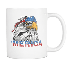 Load image into Gallery viewer, RobustCreative-Merica Eagle Mullet - Merica 11oz Funny White Coffee Mug - American Flag 4th of July Independence Day - Women Men Friends Gift - Both Sides Printed (Distressed)
