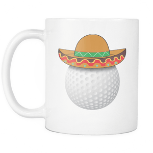 RobustCreative-Funny Golf Ball Mexican Sports - Cinco De Mayo Mexican Fiesta - No Siesta Mexico Party - 11oz White Funny Coffee Mug Women Men Friends Gift ~ Both Sides Printed