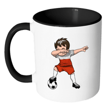 Load image into Gallery viewer, RobustCreative-Dabbing Soccer Boys Poland Polish Warsaw Gift National Soccer Tournament Game 11oz Black &amp; White Coffee Mug ~ Both Sides Printed

