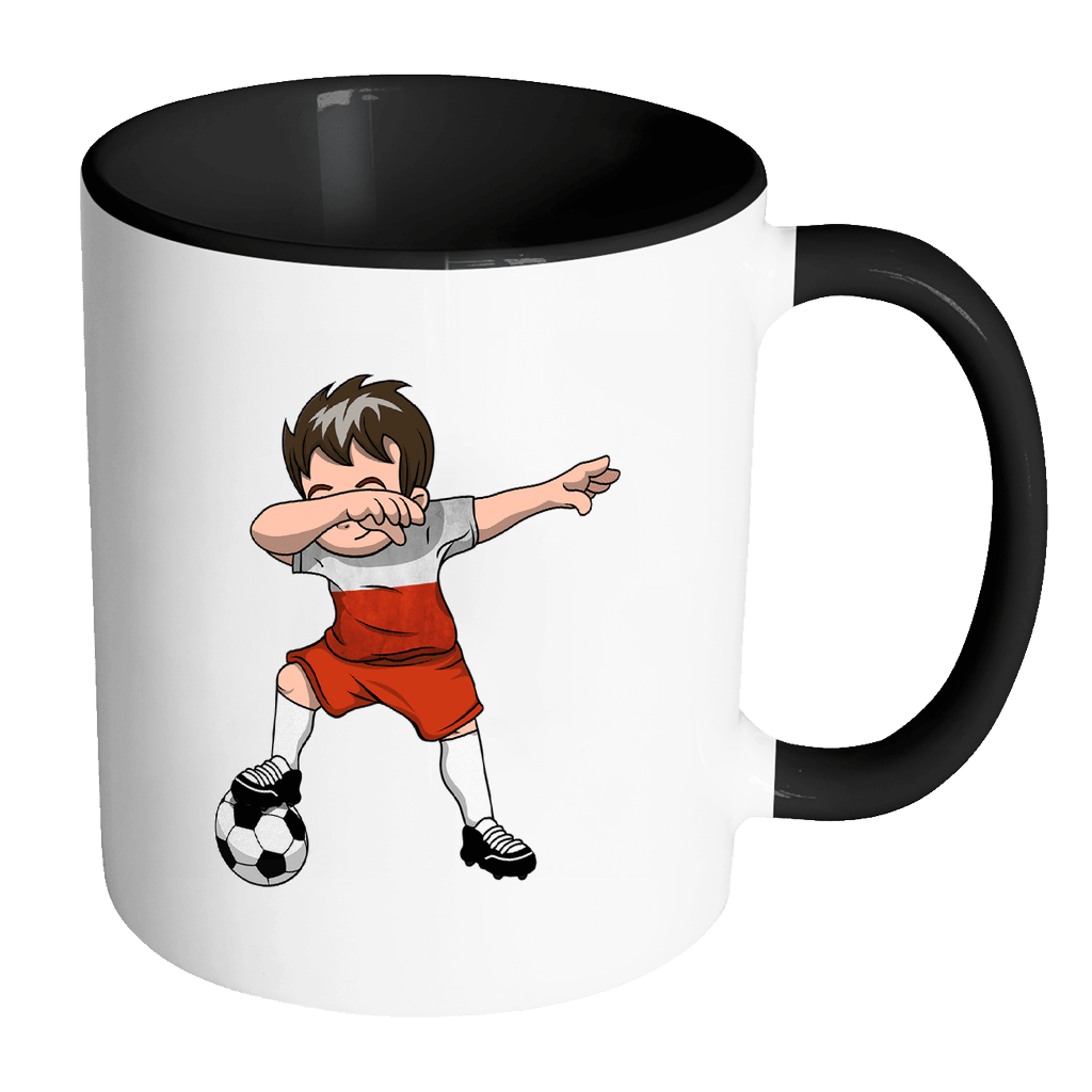 RobustCreative-Dabbing Soccer Boys Poland Polish Warsaw Gift National Soccer Tournament Game 11oz Black & White Coffee Mug ~ Both Sides Printed