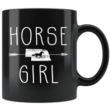 Load image into Gallery viewer, RobustCreative-Nebraska Horse Girl Gifts Nebraskan Shape Country for women - 11oz Black Mug Racing Lover Gift Idea
