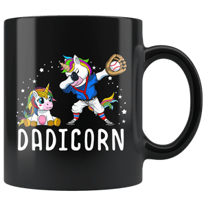 RobustCreative-Dadicorn Unicorn Baseball Proud Dad Fathers Day Player Black 11oz Mug Gift Idea