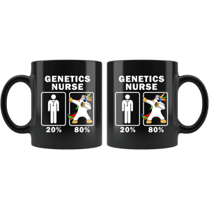 RobustCreative-Genetics Nurse Dabbing Unicorn 80 20 Principle Graduation Gift Mens - 11oz Black Mug Medical Personnel Gift Idea