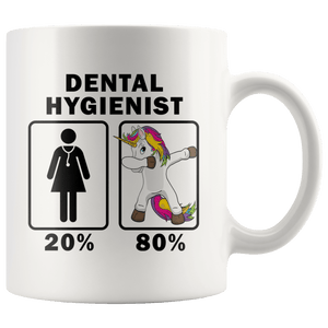 RobustCreative-Dental Hygienist Dabbing Unicorn 80 20 Principle Superhero Girl Womens - 11oz White Mug Medical Personnel Gift Idea