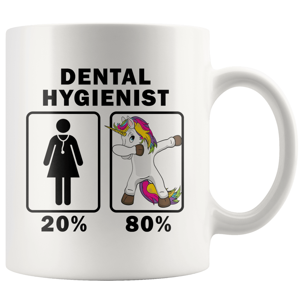 RobustCreative-Dental Hygienist Dabbing Unicorn 80 20 Principle Superhero Girl Womens - 11oz White Mug Medical Personnel Gift Idea