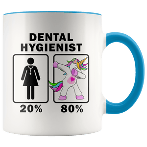 RobustCreative-Dental Hygienist Dabbing Unicorn 20 80 Principle Superhero Girl Womens - 11oz Accent Mug Medical Personnel Gift Idea